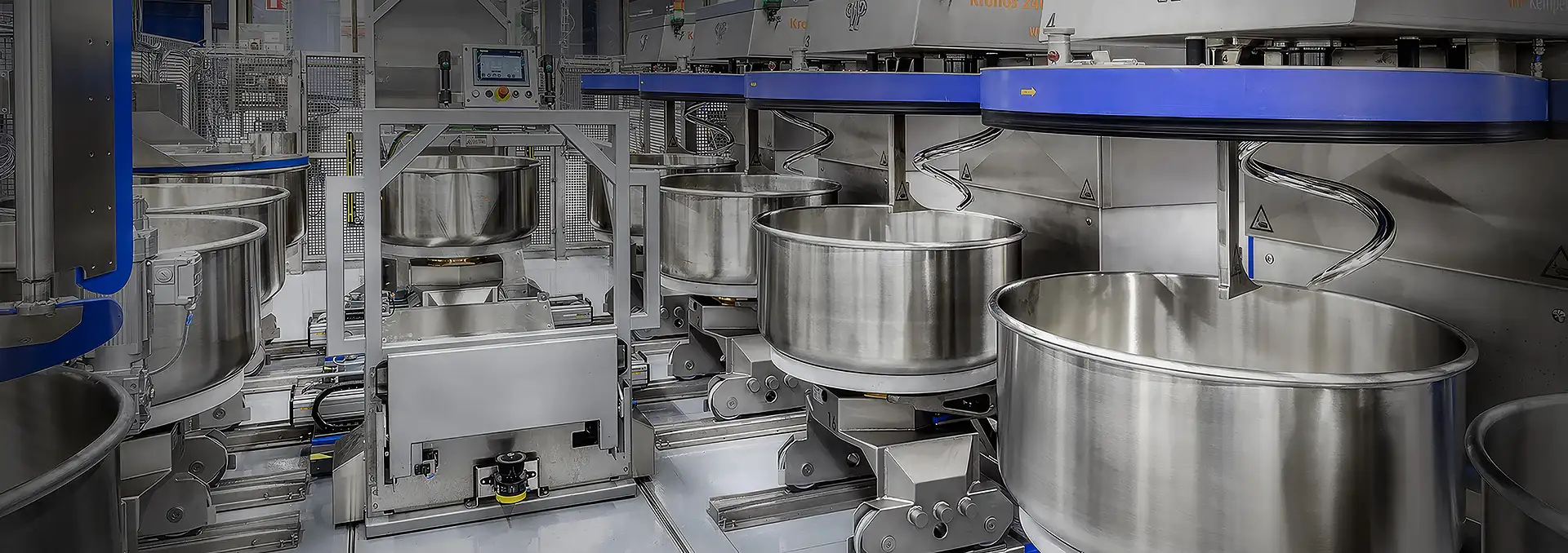 Maximize production flexibility: the WP Kemper KRONOS LINEAR MIXING SYSTEM yields up to 6,000 kg/hour with variable dough resting times. | WP Bakery Group USA, Retail, Wholesale, Commercial Bakery Equipment and Industrial Bakery Equipment, USA and Canada